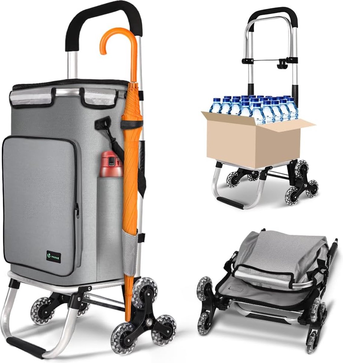Boodschappentrolley met Wielen - Opvouwbaar - Afneembare Boodschappentas - Boodschappenwagen
