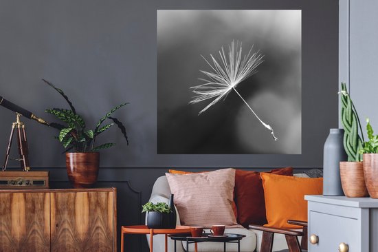 Stickers muraux - Film autocollant - Graine de pissenlit en noir et blanc - 100x100 cm - Film adhésif - Stickers muraux Chambre d'enfant - Papier peint autocollant XXL