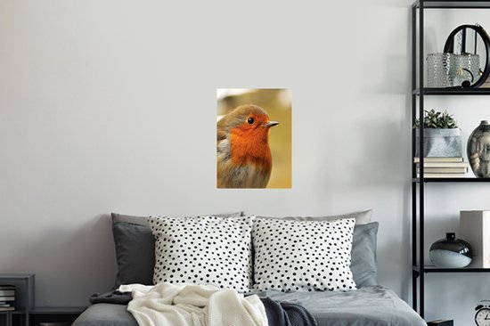 Sticker Muursticker Robin - Gros plan d'un rouge-gorge - 30x40 cm - film adhésif autocollant - sticker mural repositionnable