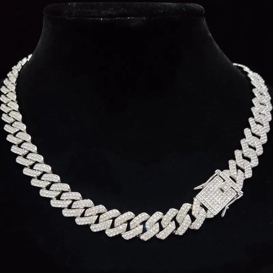 Iced Out Chain - Bust Down Ketting met Diamantjes (Zirkonia) - 50cm ...