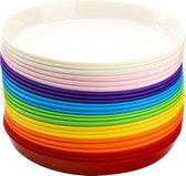 24 stuks kunststof borden, 17,8 cm kleurrijke kunststof platte borden, saladeborden, BPA-vrij, herbruikbaar, kleine snackborden, serviesset voor grillen, reizen, vaatwasmachinebestendig, 8