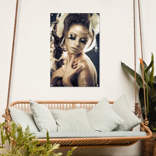 Posters de jardin extérieur Femme - Or - Cheveux - 60x90 cm - Toile de jardin - Affiche extérieure