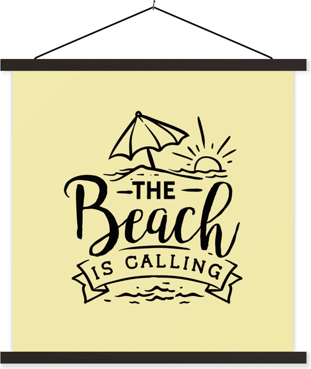 Posterhanger incl. Poster 40x40 cm - Schoolplaat - Strand - Parasol - Quotes - Textielpost