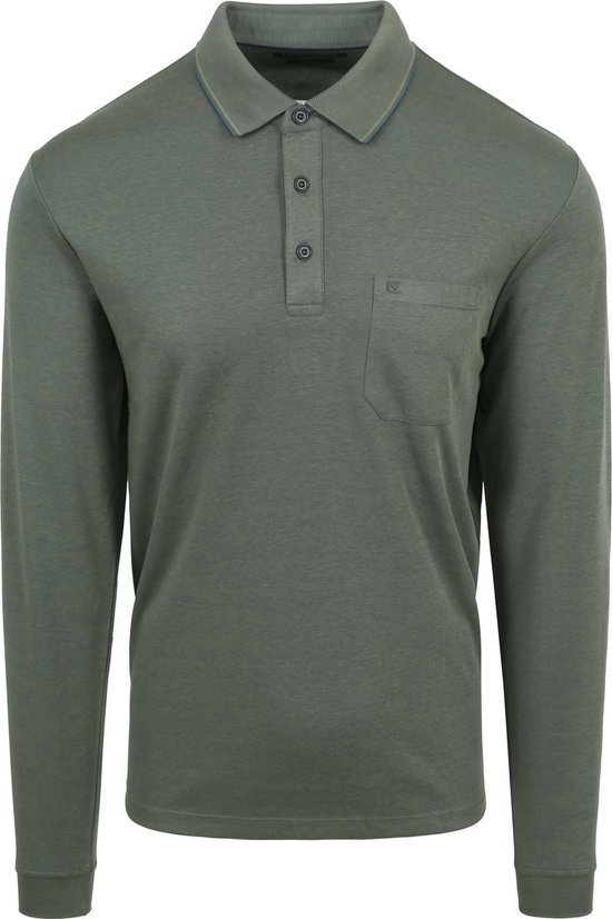 Casa Moda - Long Sleeve Polo Groen - Regular-fit - Heren Poloshirt Maat 4XL
