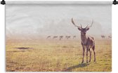 Wandkleed - Wanddoek - Hert - Gewei - Gras - 60x40 cm - Wandtapijt