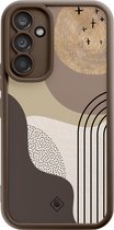 Casimoda® hoesje - Geschikt voor Samsung Galaxy A54 - Abstract Almond Shapes - Zwart TPU Backcover - Geometrisch patroon - Bruin/beige