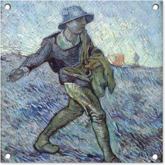 Tuinposters De zaaier (naar Millet) - Vincent van Gogh - 50x50 cm - Tuindoek - Buitenposter