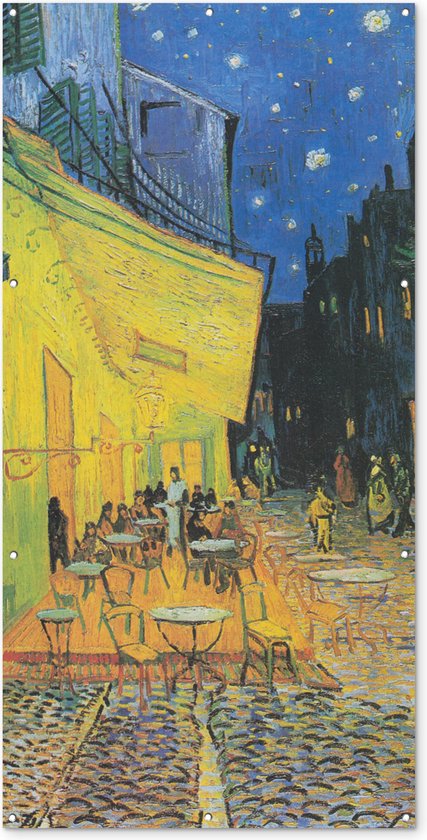 Schuttingposter Caféterras bij nacht - Vincent van Gogh - 100x200 cm - Tuindoek