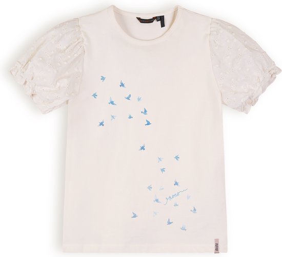 T-shirt Filles manches bouffantes - Kantal - Blanc ivoire nacré