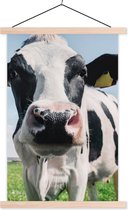 Posterhanger incl. Poster 40x60 cm - Schoolplaat - Koe - Weiland - Natuur - Dieren - Gras - Textielposter - Blanke latten