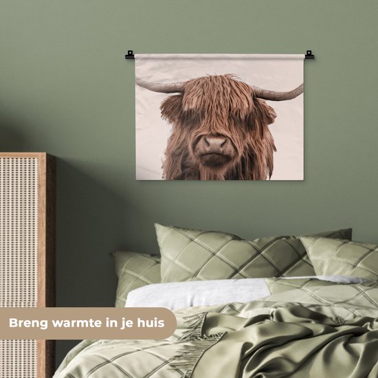 Tapisserie - Tissu mural - Highlander écossais - Vache - Fourrure - 60x45 cm - Tapisserie