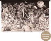 Tenture murale - Tissu mural - Jungle - Animaux - Enfants - 180x120 cm - Tapisserie