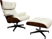 Meubi Lounge Chair + Hocker - Wit - Fauteuil - Palissandre - Set