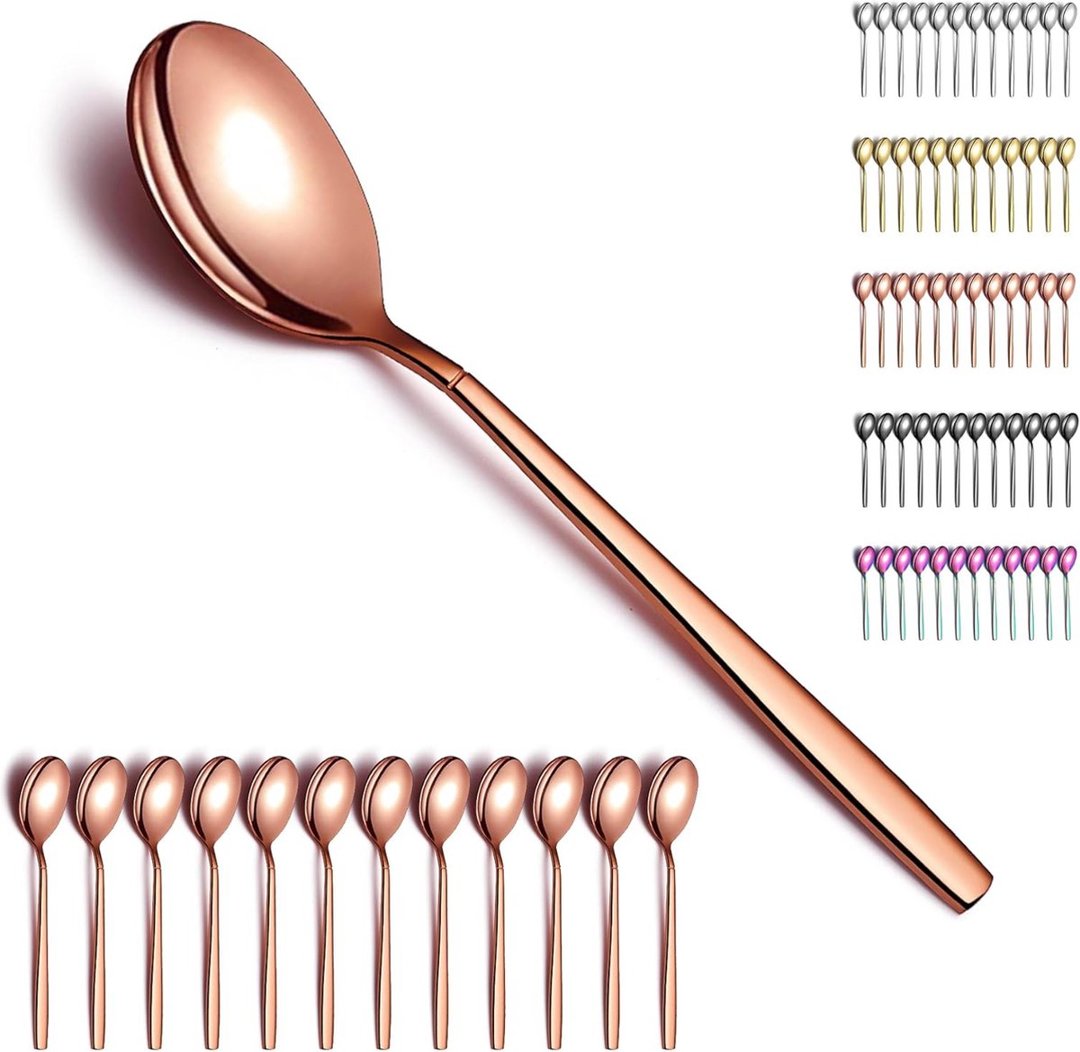Roségouden soeplepels 12 stuks titanium koperbeplating roestvrij staal moderne tafellepel dinerlepel ideaal voor thuis toilet hotel bruiloft en feest vaatwasmachinebestendig