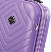 Valise Cube Line en ABS avec relief géométrique, roulettes, poignée télescopique, serrure à combinaison, lilas, trousse à maquillage
