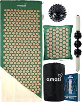 Amati Blue Lotus Spijkermat - met kussen - Massageroller & -Bal - Acupressuur Mat - Shakti Mat - Grijs – Blue Lotus