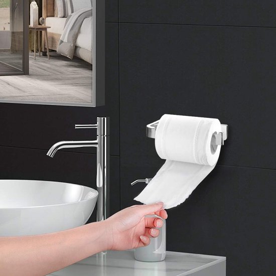 Tesa Smooz toiletrolhouder met deksel zelfklevend chroom - GK