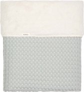 Koeka baby ledikant deken Oslo - wafelstof met teddy - blauw - 100x150 cm