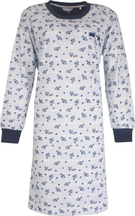 Tenderness-Chemise de nuit pour dames-Polaire-Fleurs- Blauw clair . - Taille L