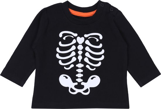 Zwarte jongensblouse met skelet, skelet