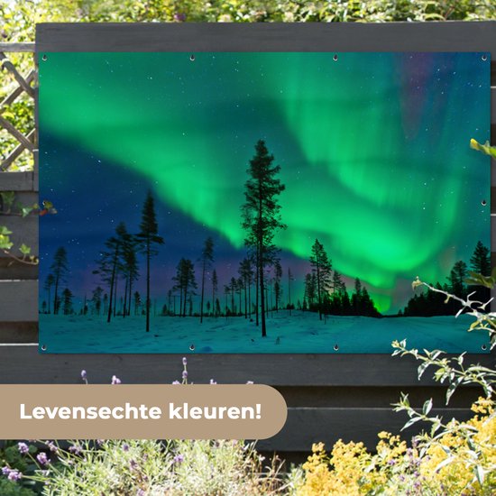 Northern lights above Sweden Garden poster 200x100 cm - Toile de jardin / Toile d'extérieur / Peintures d'extérieur (décoration de jardin) XXL / Groot format!