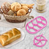 2 stuks broodvormpjes, kunststof uitsteekvormpjes, broodbakvorm, bakvorm, doe-het-zelf, deeg, koekjespers, broodstempel, bakkerij, thuis, roze