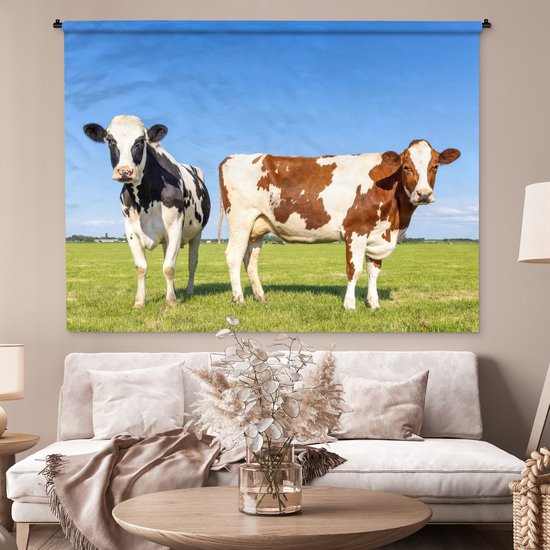 Tapisserie - Toile murale - Vaches - Ferme - Herbe - Nature - Animaux - 180x135 cm - Tapisserie