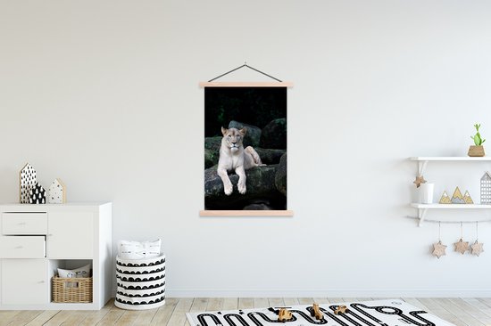 Affiche textielposter portrait de lionne 120x180 cm XXL / Groot format!