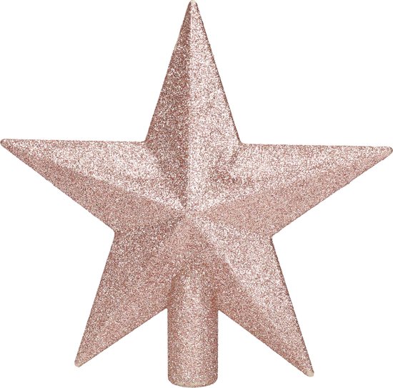 Roze glitter kerstboom piek in de vorm van een ster.