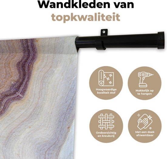Wandkleed - Wanddoek - Marmer - Textuur - Zandsteen - Goud - Marmerlook - 90x60 cm - Wandtapijt