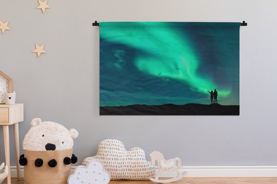 Tapisserie murale - Tissu mural - Aurores boréales - Ombre - Norvège - 120 x 80 cm