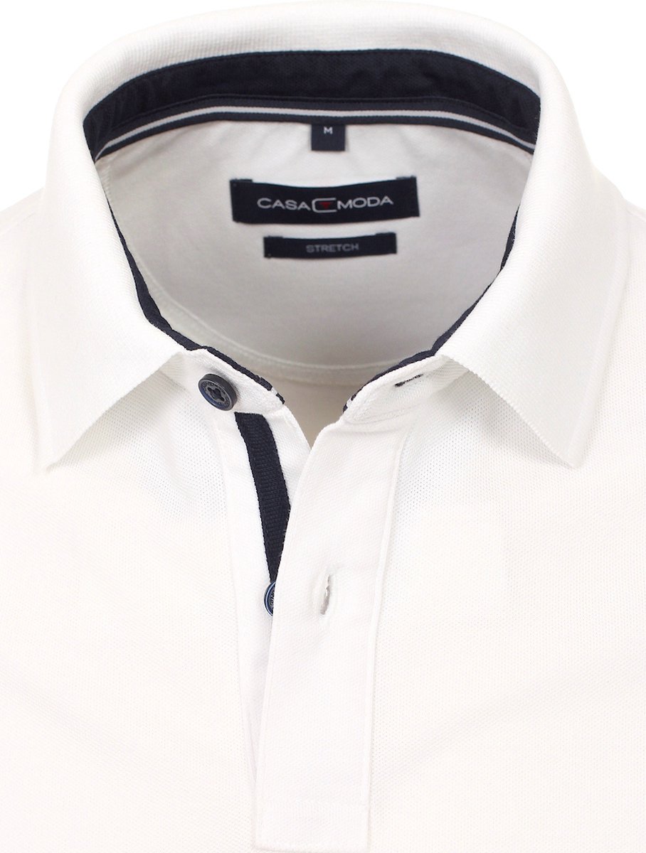 Casa Moda Polo Shirt Comfort Fit Effen Stretch Wit 4470 - S