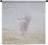 Wandkleed - Wanddoek - Hert - Gras - Mist - 60x60 cm - Wandtapijt