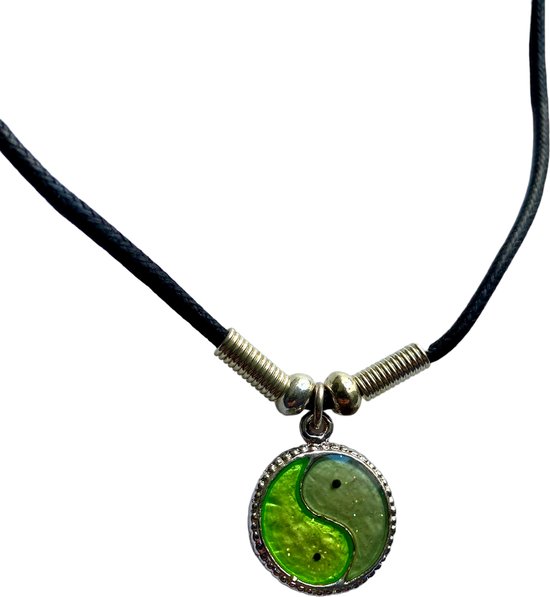 Collier avec pendentif YinYang Vert/ Blauw