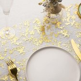 Tafelloper, polyester tafelloper met coating in glanzend goud, 23 cm × 5 m, voor bruiloft, feest of festival, Nieuwjaar, Pasen