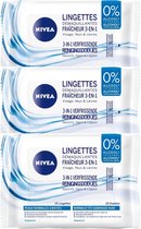 Nivea Lingettes démaquillantes Maquillage 3en1 - Pour Visage Yeux et Lèvres - 3 x 25pcs - Enlève Nettoie et Hydrate - Sans Alcohol
