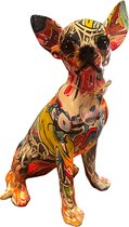 BaykaDecor - Statue Graffiti Uniek Chihuahua - Art Moderne Home Decor - Statue Chien Handgemaakt - Décoration De Chambre - 26 cm