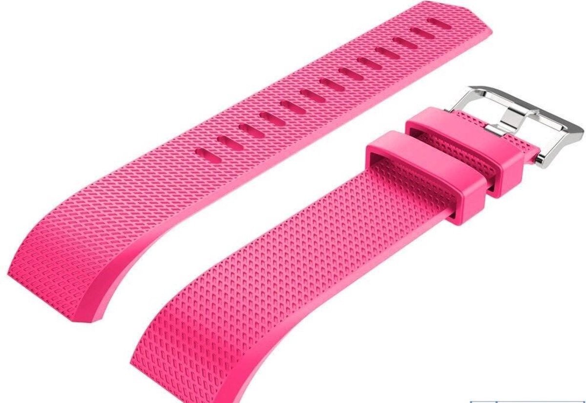 *** Horlogebandje S/M - Geschikt voor Fitbit Charge 2 - Gespsluiting - Siliconen Roze - van Heble® ***