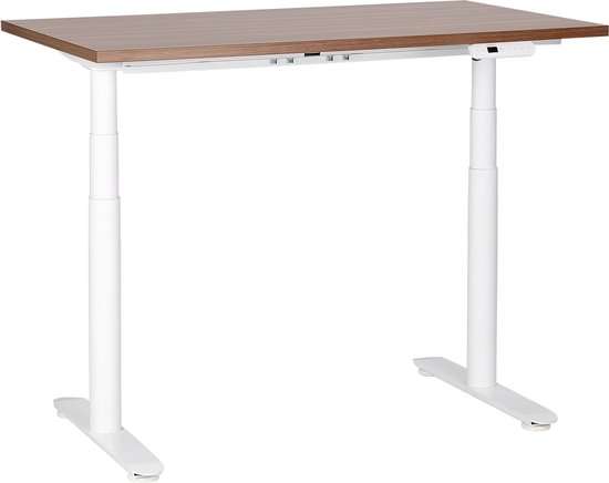 DESTINAS - Elektrisch bureau - Donkerhout/Wit - 120 cm - Spaanplaat