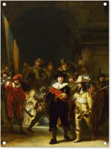 Tuinschilderij De Nachtwacht - Rembrandt van Rijn - 60x80 cm - Tuinposter - Tuindoek - Buitenposter