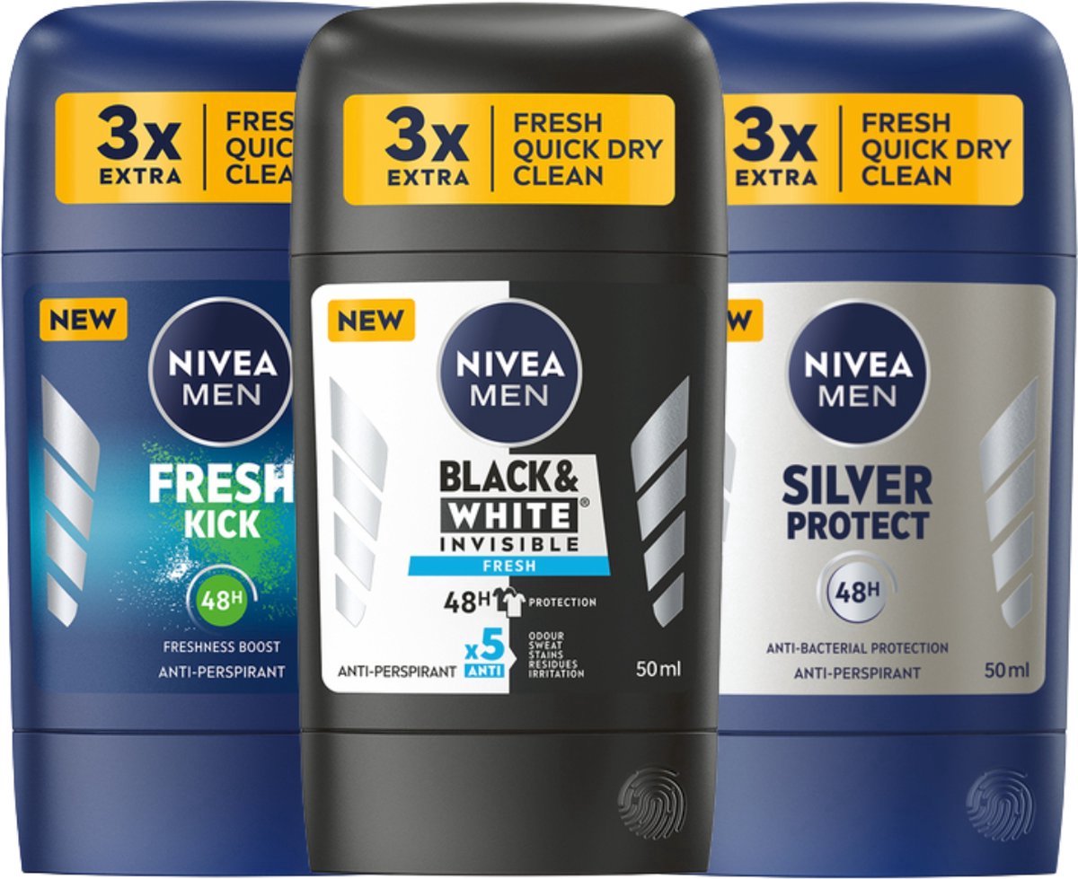 Goedkoopste Nivea Men Deodorant Man Try Out - 3 x 50 ml - Deodorant Man Voordeelverpakking