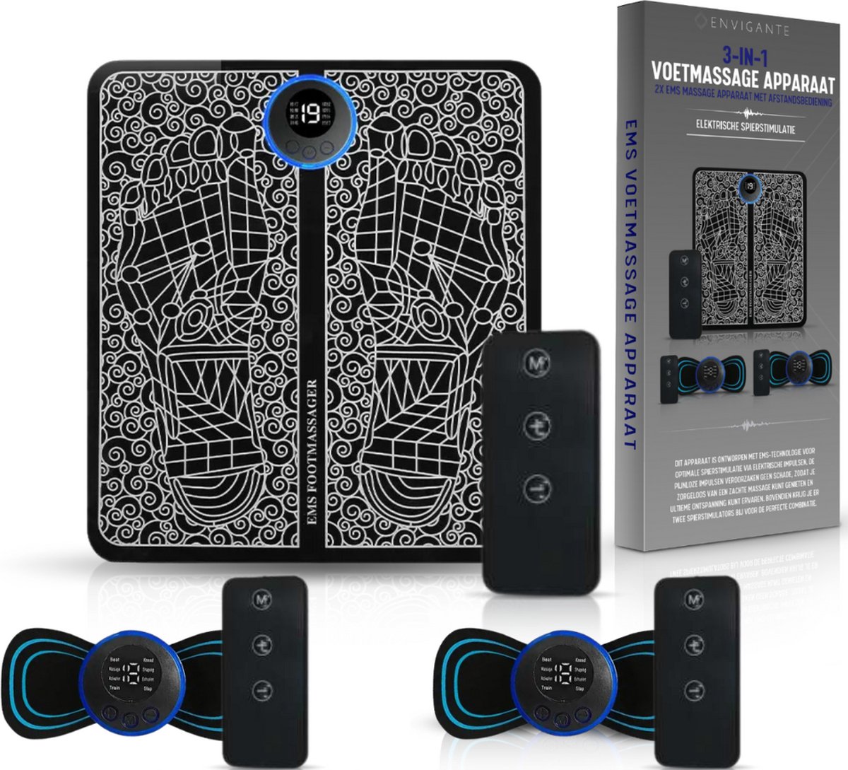 Goedkoopste Envigante 3-in-1 Voetmassage Apparaat | 2x EMS Massage Apparaat met Afstandsbediening