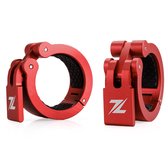 ZEUZ 2 Stuks Aluminium 50 MM Haltersluiting & Halterklem – Halterstangsluiter – Barbell Lock Jaw – Rood
