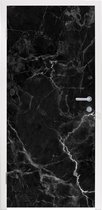 Deursticker Marmer - Zwart - Wit - Textuur - Marmerlook - 75x205 cm - Deurposter