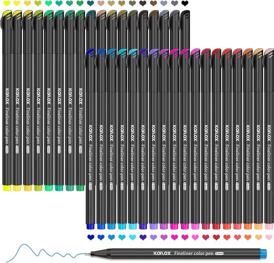CHARSOCO Fineliner Set 36 Farben – 0,4 Mm Feinspitze – Wasser- & Lichtbeständig – Für Zeichnen, Lettering, Skizzen