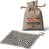 IRONO - Ring Cleaner - Cleaner pour Casseroles et poêles en fonte - Brosse métallique - Tapis à récurer - Argent