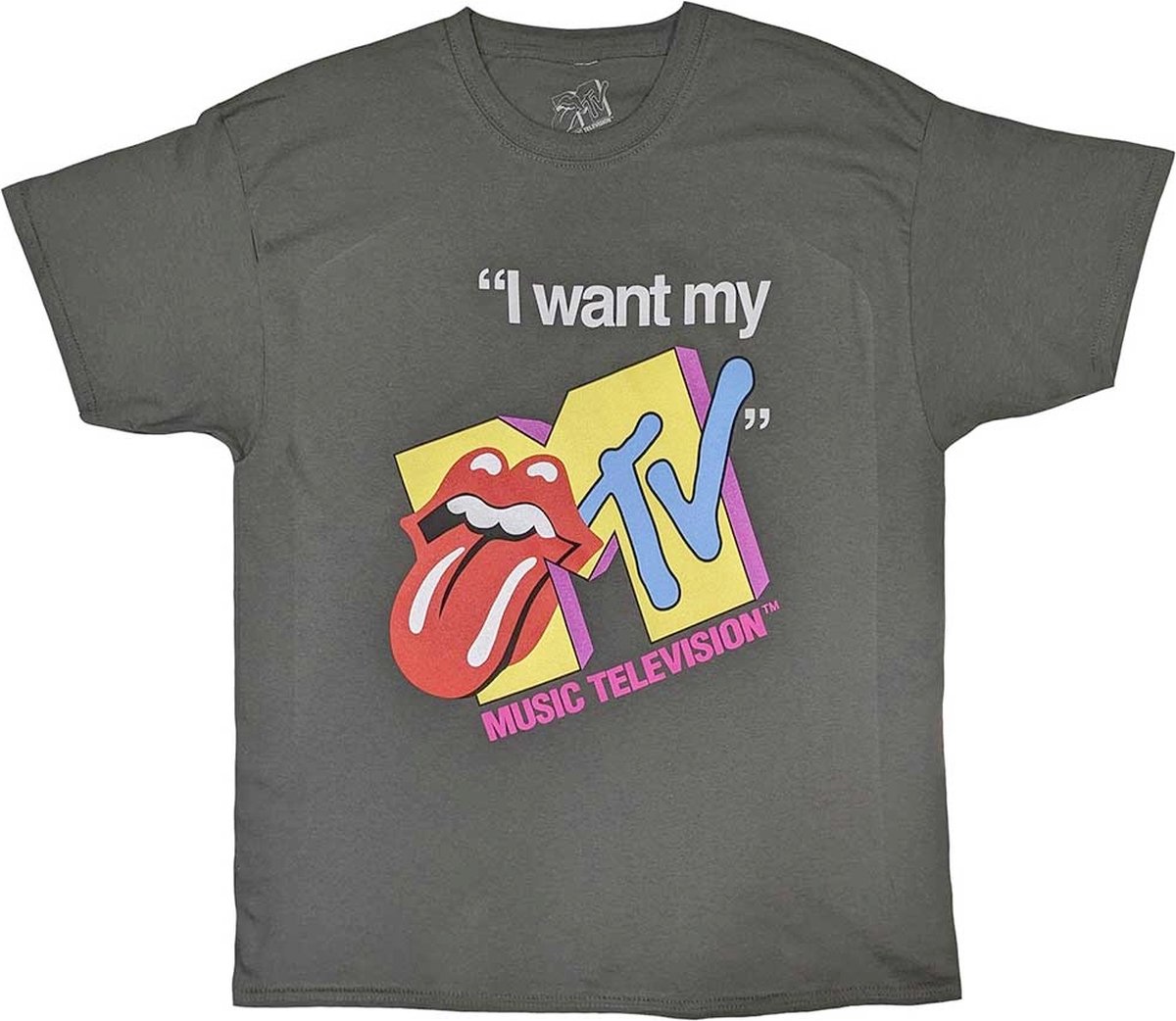 MTV - Rolling Stones I Want My MTV Heren T-shirt - 2XL - Grijs