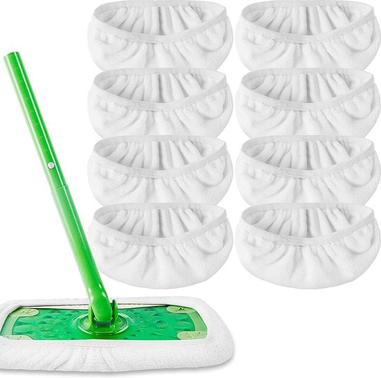 Foto: Dweil microvezeldoek voor sweeper dweil microvezeldoek dweilsysteem accessoires nat en droog gebruik 8 pack katoenen dweilpads herbruikbaar voor swiffer sweeper mop ge pgraded