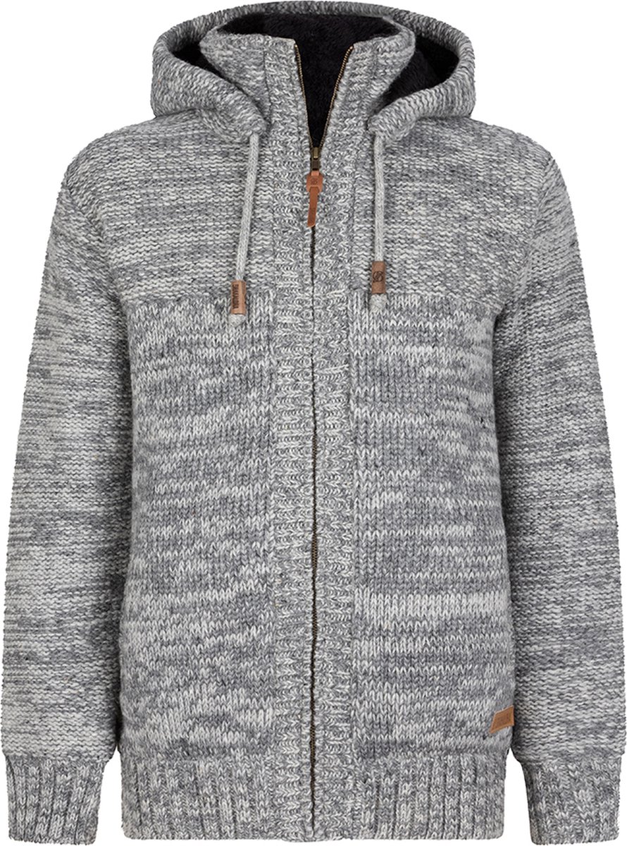 Gebreid Wollen Heren/Uni Vest van Schapenwol Teddy PolyesterFleece en vaste capuchon SHAKALOHA M Chamonix ZH Beigegrey