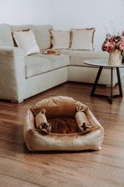 Luxe fluwelen vierkant huisdierenbed - Hondenbed - Velvet Dog Bed - Wasbaar - Gold S